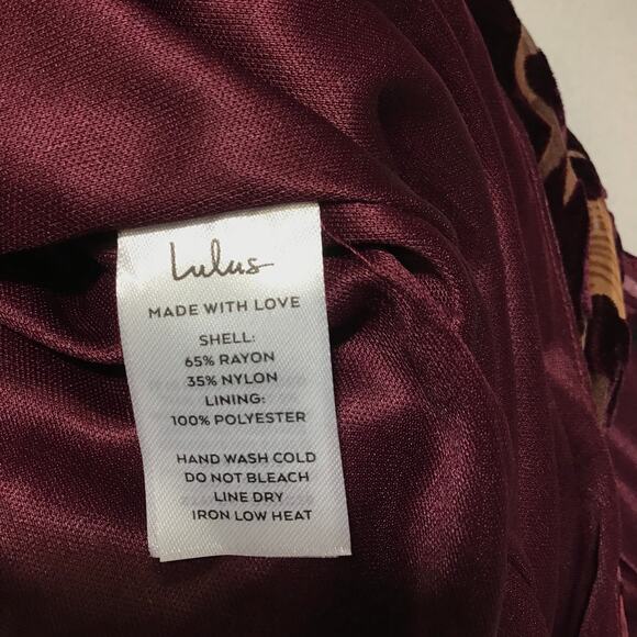 LULU'S SZ S Burgundy Exquisite Floral Burnout Strapless Maxi Dress B26 *flaw - Picture 8 of 9